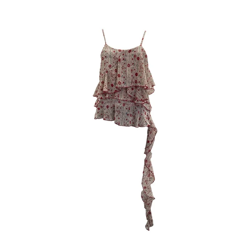 Low-Neck Floral Print Strap Vest Women's Summer Outerwear Sexy Layered Lace Trim Sleeveless Top Knitted Ultra-Thin 2026
Low-Neck Floral Print Strap Vest Women's Summer Outerwear Sexy Layered Lace Trim Sleeveless Top Knitted Ultra-Thin 2026