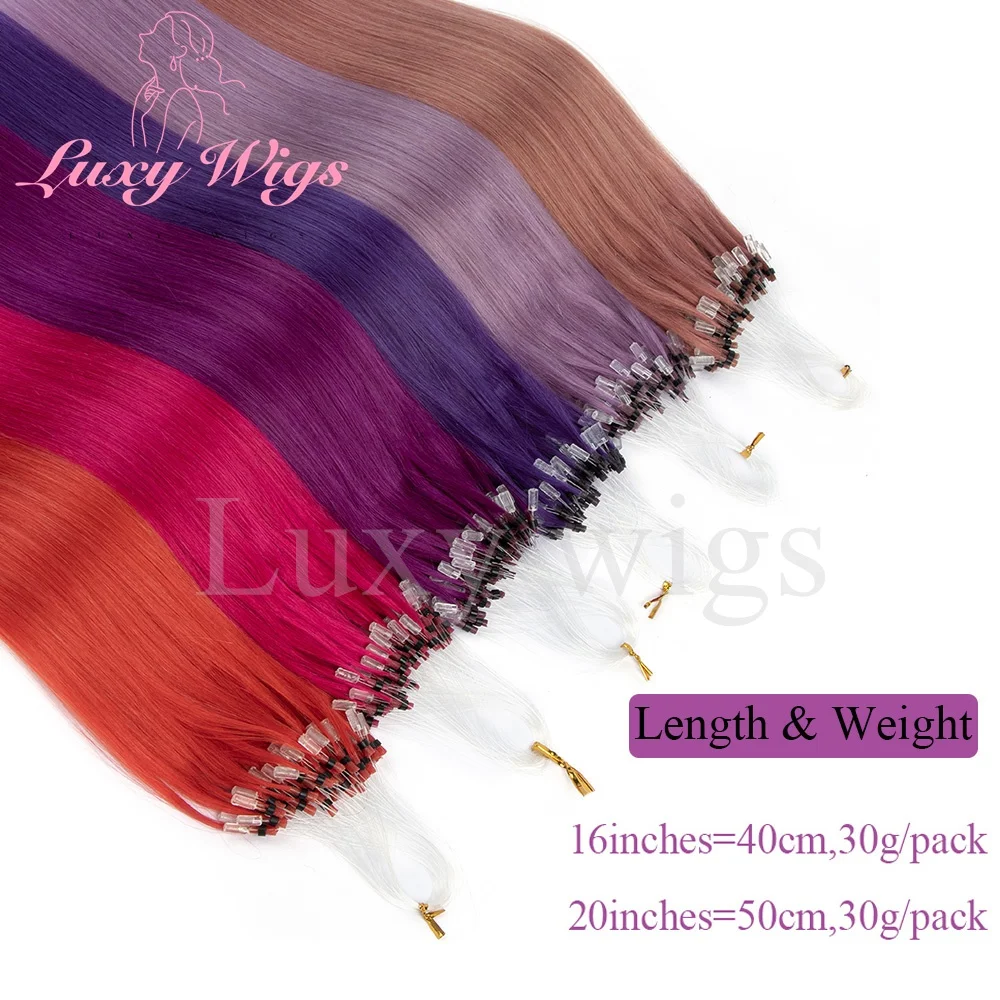 Straight Pink Micro Loop Hair Extensions Human Hair Micro Beads Halo Hair Extensions 12-20'' Colored Blue Purple Green Hair 15 S58d29a590bf341e784071c0968f96eeeh