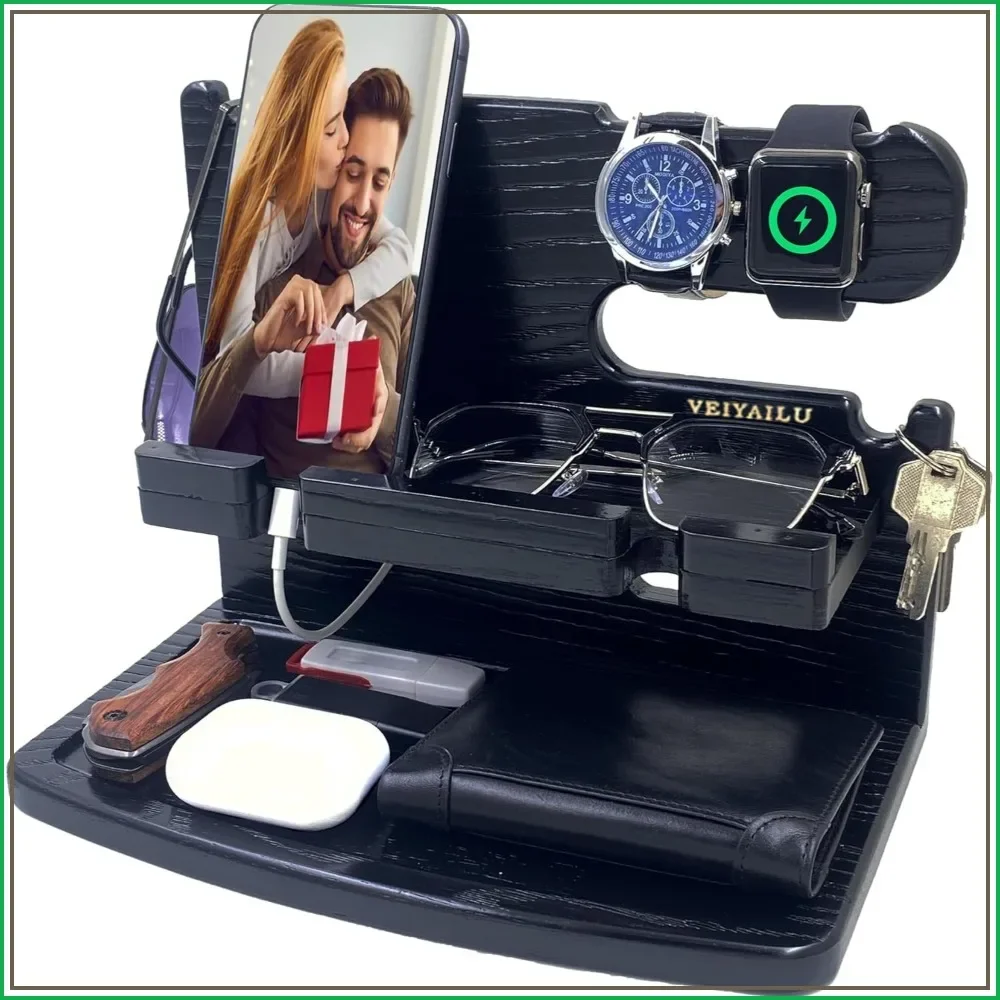 Wood Phone Docking Station Nightstand Organizer Gifts for Men Dad Husband Boyfriend Him Birthday Christmas Black
Wood Phone Docking Station Nightstand Organizer Gifts for Men Dad Husband Boyfriend Him Birthday Christmas Black