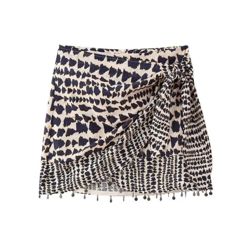 Women's New Summer Cross Skirt Retro Geometric Print Knotted Mini Sarong Skirt Women's Beaded Tassel Casual Skirt
Women's New Summer Cross Skirt Retro Geometric Print Knotted Mini Sarong Skirt Women's Beaded Tassel Casual Skirt