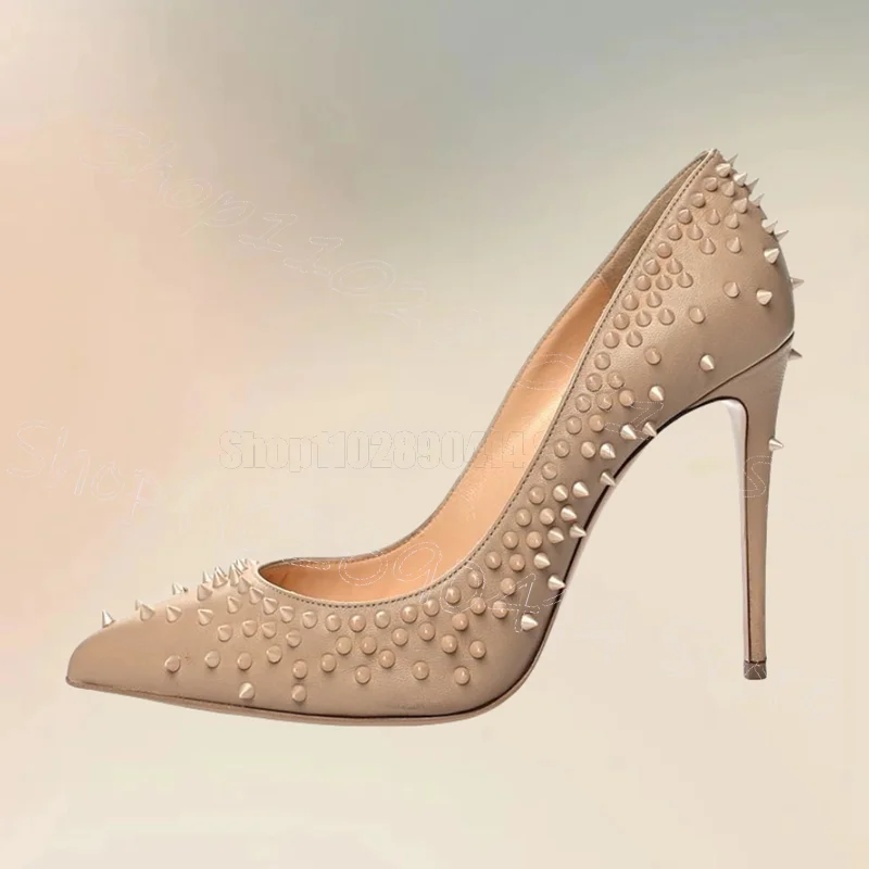 Beige Spikes Shallow Pointed Toe Pumps Slip On Women Shoes Thin High Heels Sexy Party Banquet Dating 2025 Zapatos Para Mujere
Beige Spikes Shallow Pointed Toe Pumps Slip On Women Shoes Thin High Heels Sexy Party Banquet Dating 2025 Zapatos Para Mujere