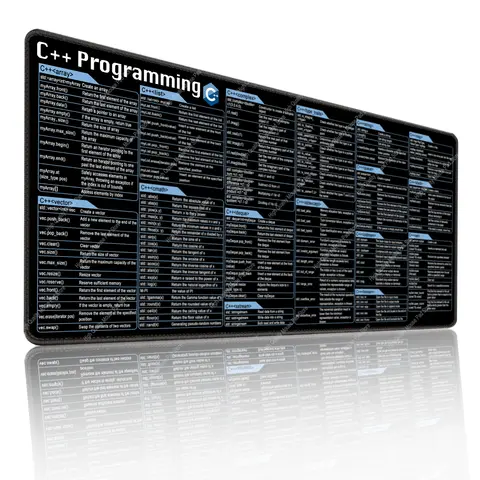 C++ Programing Mouse Pad XXL Large Shortcuts Keyboard Mousepad Cheat Sheet Desk Mat Stitched Edge Non-Slip Base for Engineer