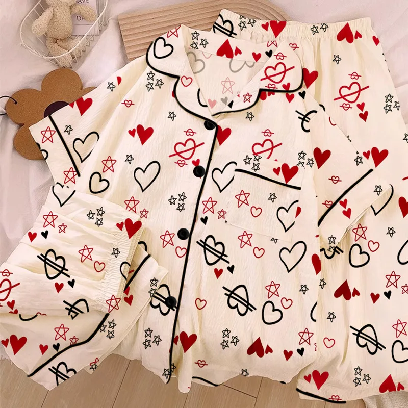 Fashion Design Sense Graffiti Love Spring and Summer Pajamas Women Clouds Cotton Short-Sleeved Three-Piece Homewear Girls Pajama
Fashion Design Sense Graffiti Love Spring and Summer Pajamas Women Clouds Cotton Short-Sleeved Three-Piece Homewear Girls Pajama