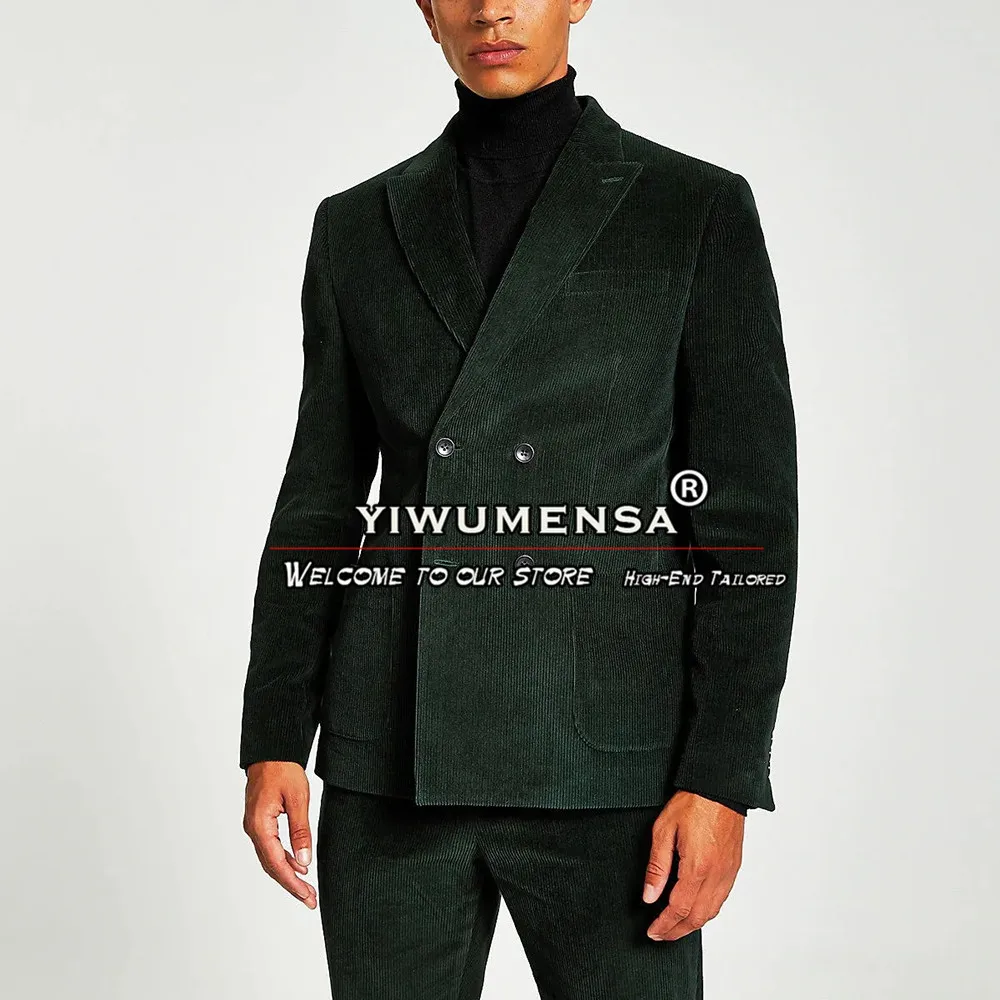 Dark Green Wedding Suits For Men Slim Fit Corduroy Double Breasted Blazer Pants 2 Pieces Formal Groom Wear Prom Party Tuxedo
Dark Green Wedding Suits For Men Slim Fit Corduroy Double Breasted Blazer Pants 2 Pieces Formal Groom Wear Prom Party Tuxedo