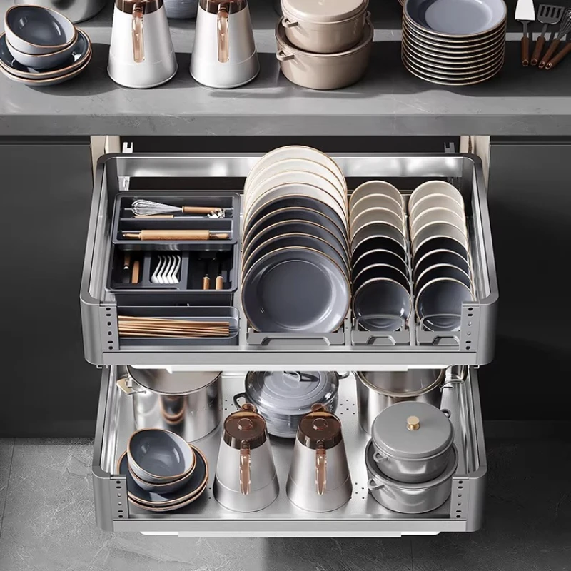 Kitchen Pull Basket Double Drawer Type 304 Stainless Steel Seasoning Cabinet Built-in
Kitchen Pull Basket Double Drawer Type 304 Stainless Steel Seasoning Cabinet Built-in