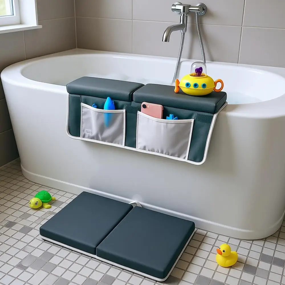 Baby Bath Support Set: Non-Slip Kneeler, Elbow Rest Pads, Toy Storage with Suction Cups, Gray
Baby Bath Support Set: Non-Slip Kneeler, Elbow Rest Pads, Toy Storage with Suction Cups, Gray