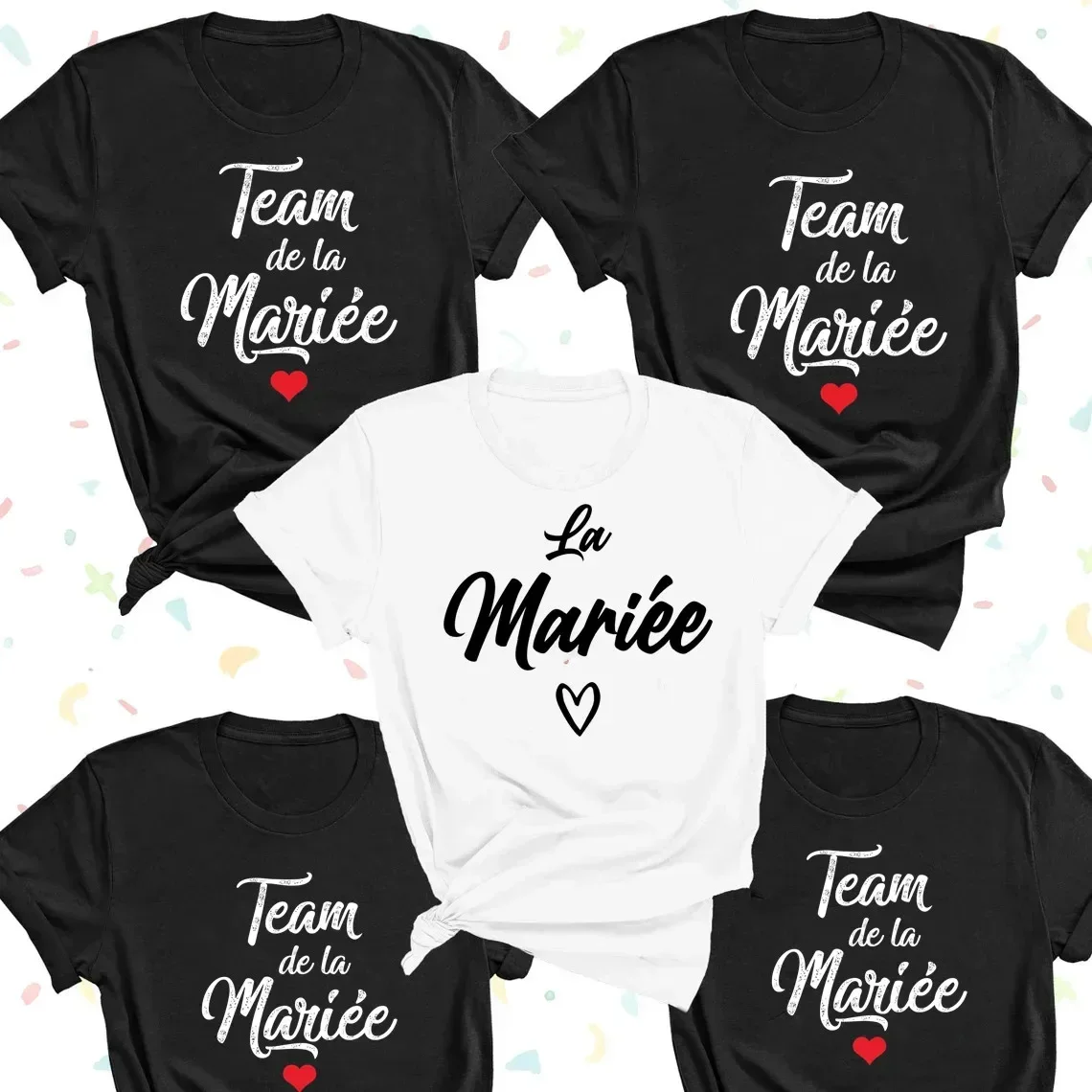 Team de La Mariee French O-collar Short Sleeved T-shirt Girl Wedding Party Team Bride Bachelorette Wreath Women Evjf Tee Shirt
Team de La Mariee French O-collar Short Sleeved T-shirt Girl Wedding Party Team Bride Bachelorette Wreath Women Evjf Tee Shirt