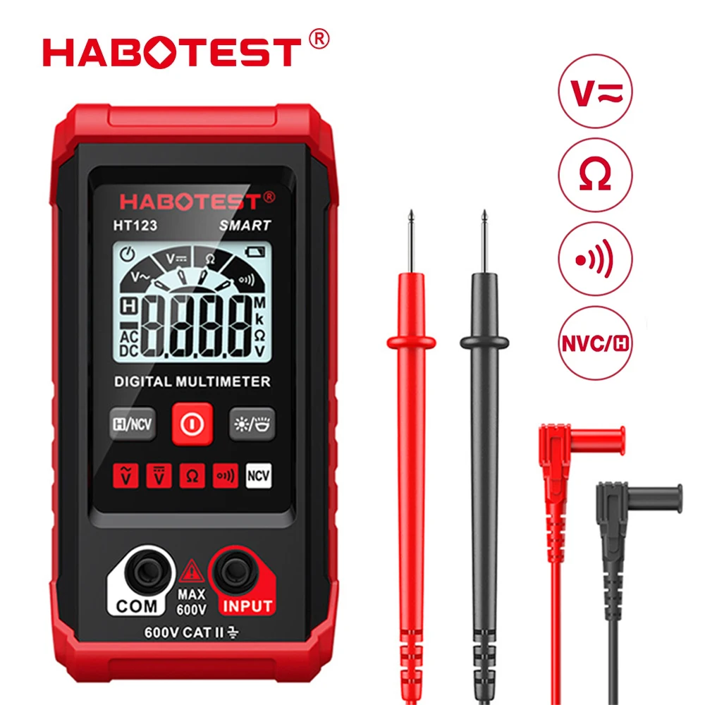 HABOTEST HT123 AC/DC Voltage Resistance Continuity Measurement Tester Smart Digital Multimeter NCV Multimeters with Backlight
HABOTEST HT123 AC/DC Voltage Resistance Continuity Measurement Tester Smart Digital Multimeter NCV Multimeters with Backlight