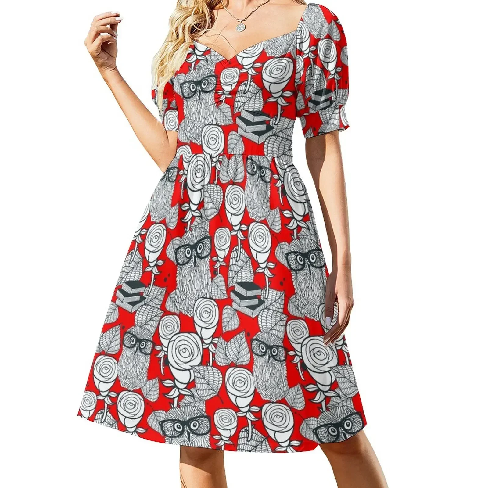 White roses and owls Short-Sleeved Dress women's clothing trend 2025 ceremony dresses Dress
White roses and owls Short-Sleeved Dress women's clothing trend 2025 ceremony dresses Dress