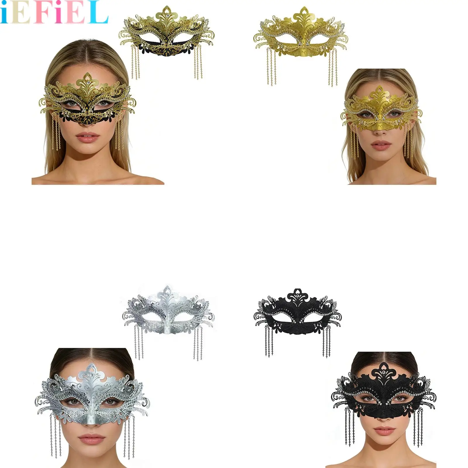 Women Masquerade Mask with Elastic Band Rhinestone with Metal Chain Decoration for Carnival Theme Party Costume Ball
Women Masquerade Mask with Elastic Band Rhinestone with Metal Chain Decoration for Carnival Theme Party Costume Ball