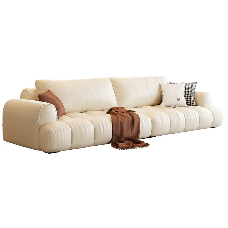 Leather sofa French cream style living room modern light luxury marshmallow straight row sofa piano keys
Leather sofa French cream style living room modern light luxury marshmallow straight row sofa piano keys