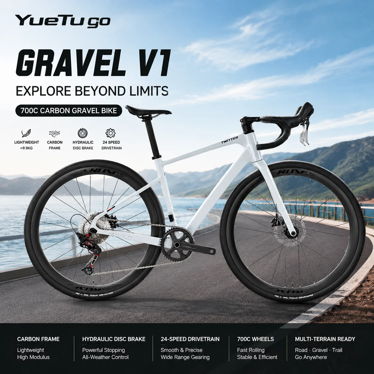 Carbon Fiber Gravel Bike 700C Hydraulic Disc Brake 12/13 Speed SENSAH Wireless Shifter All Internal Cable Road Gravel Bicycle
Carbon Fiber Gravel Bike 700C Hydraulic Disc Brake 12/13 Speed SENSAH Wireless Shifter All Internal Cable Road Gravel Bicycle