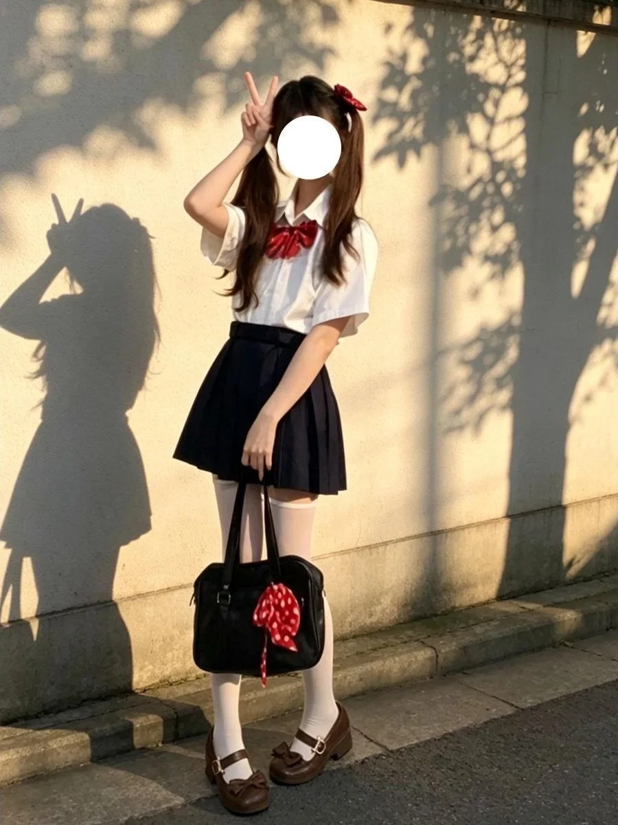 College Style Summer Outfit Soft Girl Basic Short Sleeve Top with Aquamarine Pleated Skirt JK Uniform Set for Women
College Style Summer Outfit Soft Girl Basic Short Sleeve Top with Aquamarine Pleated Skirt JK Uniform Set for Women