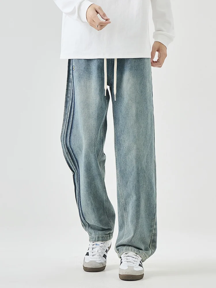 Широкие джинсы в стиле ретро, ностальгическая мужская одежда, новая уличная одежда, мешковатые брюки, эластичный пояс с завязками, корейские мягкие повседневные брюки
Широкие джинсы в стиле ретро, ностальгическая мужская одежда, новая уличная одежда, мешковатые брюки, эластичный пояс с завязками, корейские мягкие повседневные брюки