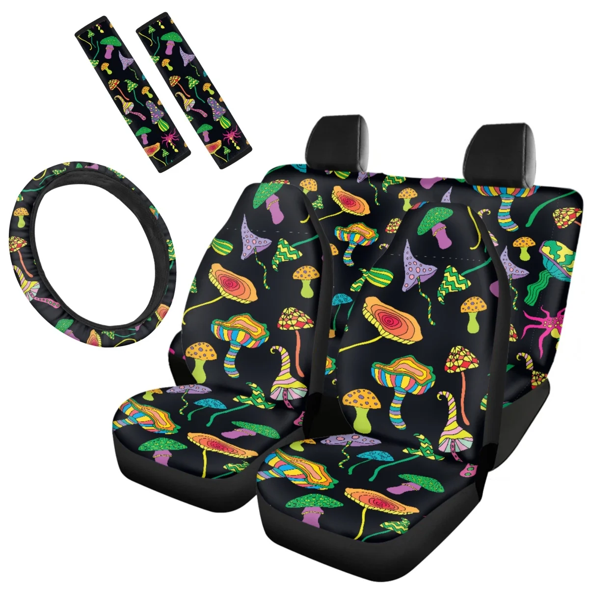 Mushroom Pattern Car Full Set Interior for Women Men Auto Washable Breathable Steering Wheel Cover Non-slip Seat Belt Set Covers
Mushroom Pattern Car Full Set Interior for Women Men Auto Washable Breathable Steering Wheel Cover Non-slip Seat Belt Set Covers