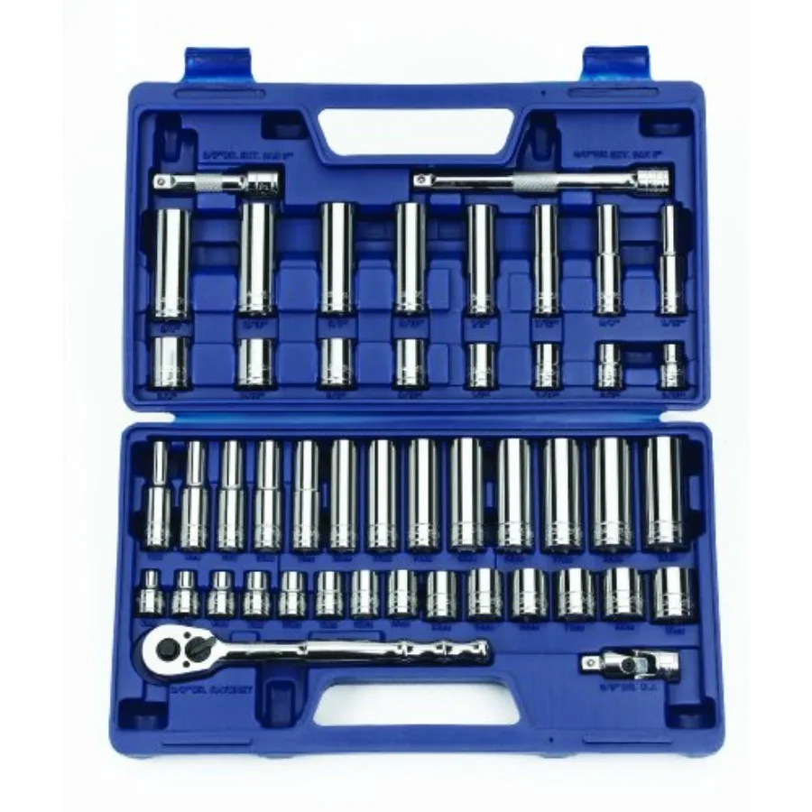 JHW50666 47-Piece 3/8-Inch Drive Socket and Drive Tool Set With Compact Case- 6 and 12 Point SAE and Metric
JHW50666 47-Piece 3/8-Inch Drive Socket and Drive Tool Set With Compact Case- 6 and 12 Point SAE and Metric