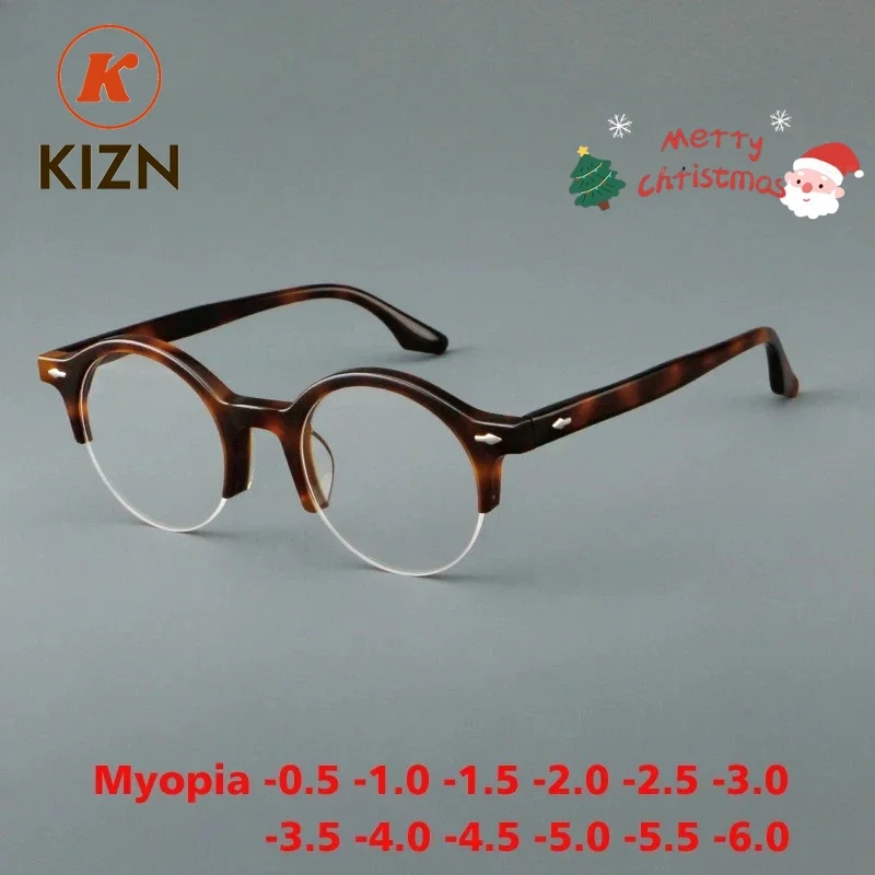 KIZN Round Men's Anti Blue Light Myopia Acetate Glasses Retro Metal Half-Rim Woman Prescription Custom Eyewear -0.5 TO -6.0
KIZN Round Men's Anti Blue Light Myopia Acetate Glasses Retro Metal Half-Rim Woman Prescription Custom Eyewear -0.5 TO -6.0