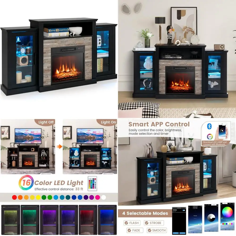 LED Fireplace TV Stand with 16-Color Lights, Adjustable Shelves, Remote Control
LED Fireplace TV Stand with 16-Color Lights, Adjustable Shelves, Remote Control