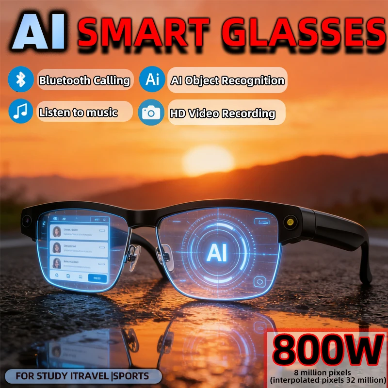 New AI Smart Glasses 800W HD Camera AI Voice Assistant Listen to Music WIFI + Bluetooth Real-time Transmission Smart Glasses
New AI Smart Glasses 800W HD Camera AI Voice Assistant Listen to Music WIFI + Bluetooth Real-time Transmission Smart Glasses
