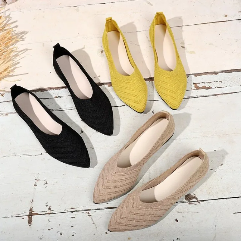 New 2024 Pointed Toe Flat Office Boat Solid Color Knitted Slip on Shoes Casual Ballet Flats Shoes Women Loafers Zapatos De Mujer
New 2024 Pointed Toe Flat Office Boat Solid Color Knitted Slip on Shoes Casual Ballet Flats Shoes Women Loafers Zapatos De Mujer