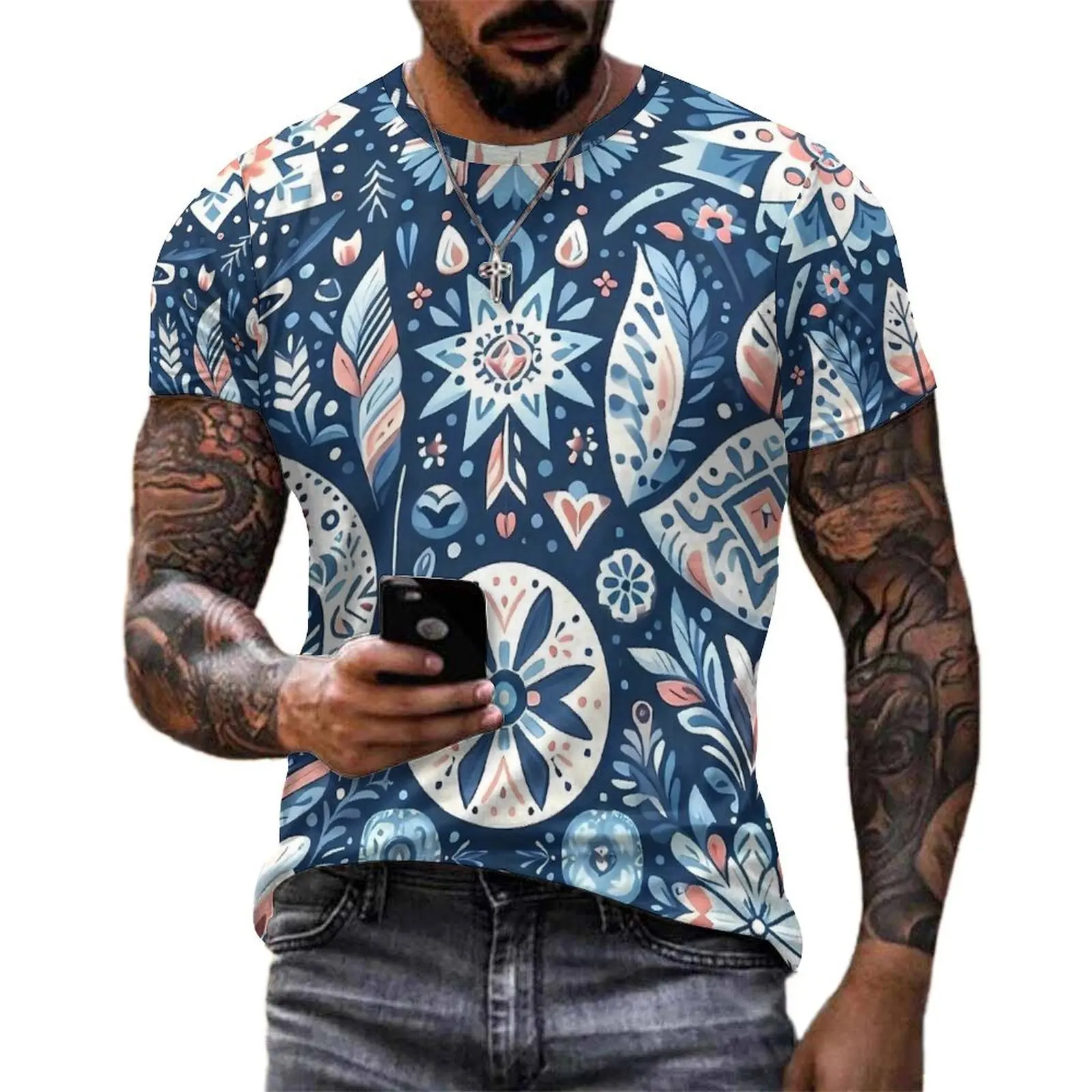 Oversized T-Shirt Original Folk Art Floral T Shirts Retro Print Streetwear O Neck Tee Shirt Man Popular Graphic Tops
Oversized T-Shirt Original Folk Art Floral T Shirts Retro Print Streetwear O Neck Tee Shirt Man Popular Graphic Tops