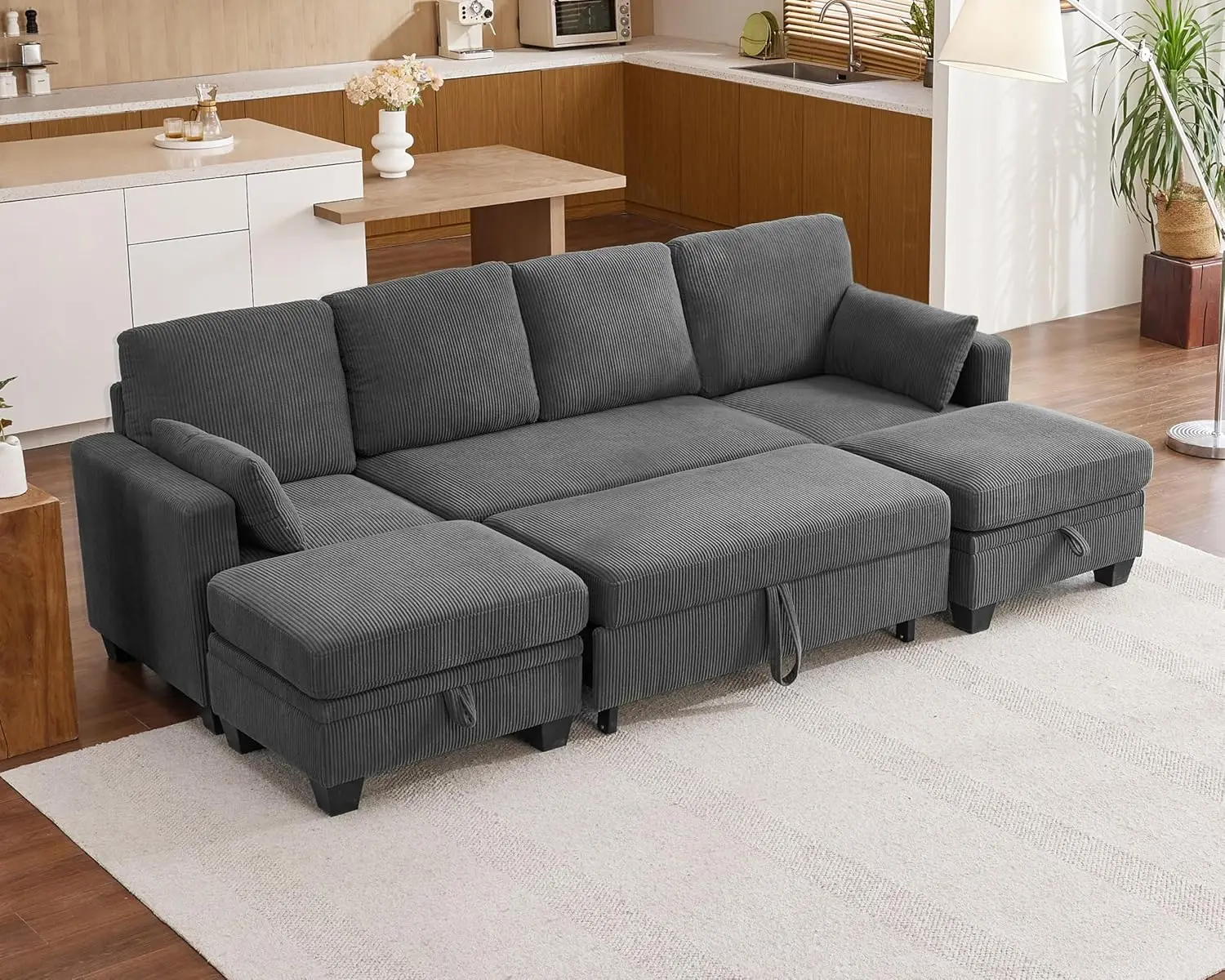 Modular Sofa with Pull Out Bed, Corduroy Sectional Convertible Shaped Sleeper with Storage Ottoman,11 Seater, Customized
Modular Sofa with Pull Out Bed, Corduroy Sectional Convertible Shaped Sleeper with Storage Ottoman,11 Seater, Customized