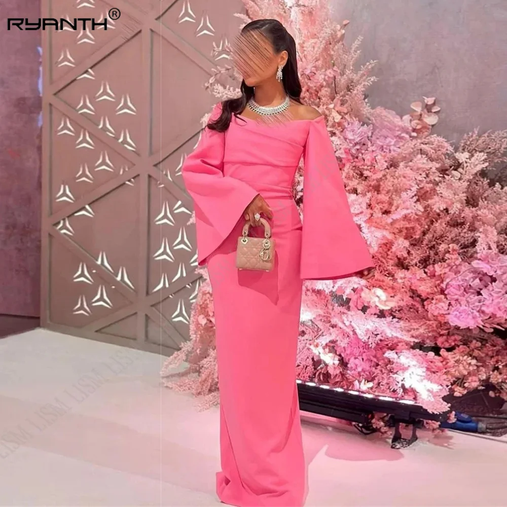 Ryanth Saudi Arabia Sexy Long Sleeves Boat Neck Prom Dresses Straight Pleated Floor Length Formal Evening Party Dresses for Wom
Ryanth Saudi Arabia Sexy Long Sleeves Boat Neck Prom Dresses Straight Pleated Floor Length Formal Evening Party Dresses for Wom
