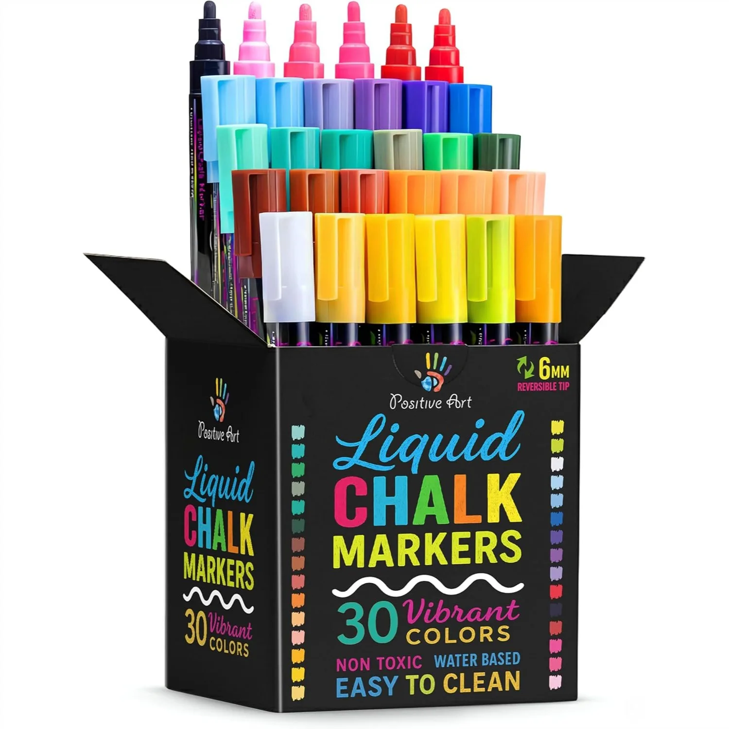 Positive Art Liquid Chalk Markers 30 Colors 6mm Reversible Tips Washable Colored Chalk Pens for Art Decor Window Glass Metal
Positive Art Liquid Chalk Markers 30 Colors 6mm Reversible Tips Washable Colored Chalk Pens for Art Decor Window Glass Metal