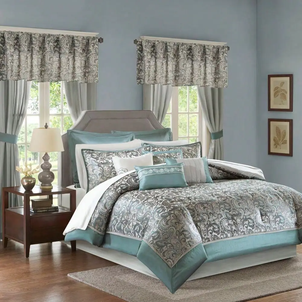 Heights Elegant 8 24 Pieces Bed In A Bag Bedding Comforter Set,Faux Silk Comforter Jacquard Paisley Design Matching Curtains Dow
Heights Elegant 8 24 Pieces Bed In A Bag Bedding Comforter Set,Faux Silk Comforter Jacquard Paisley Design Matching Curtains Dow