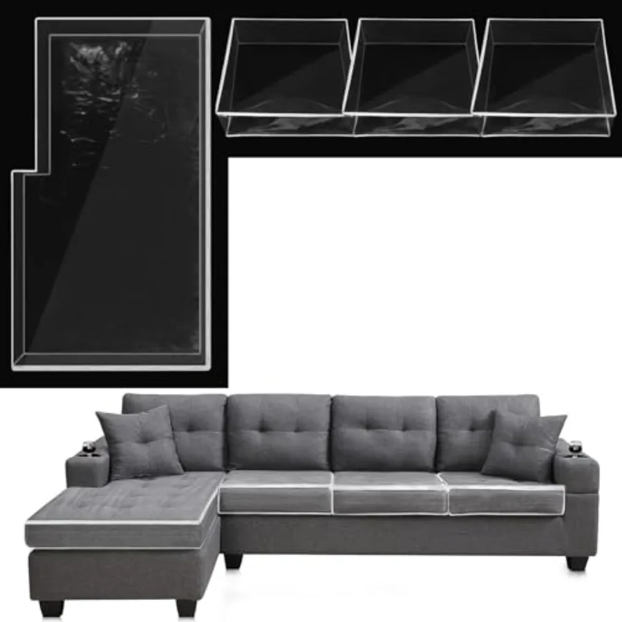 4 Pcs Plastic Sofa Seat Cushion Covers L Shape Sofa PVC Waterproof Couch Cover Wear Resistant Sectional Couch Furniture Seat Sl
4 Pcs Plastic Sofa Seat Cushion Covers L Shape Sofa PVC Waterproof Couch Cover Wear Resistant Sectional Couch Furniture Seat Sl