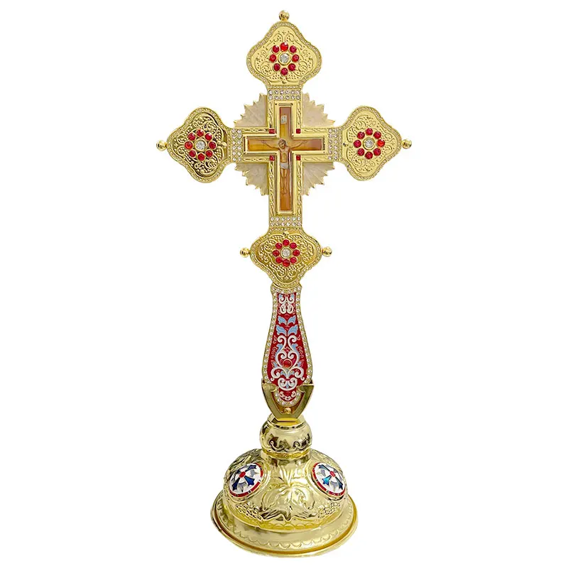 New 2026 Gold Plated Orthodox Standing Blessing Cross with Red Crystal and Enamel Accents for Christian Church Altar Liturgy
New 2026 Gold Plated Orthodox Standing Blessing Cross with Red Crystal and Enamel Accents for Christian Church Altar Liturgy
