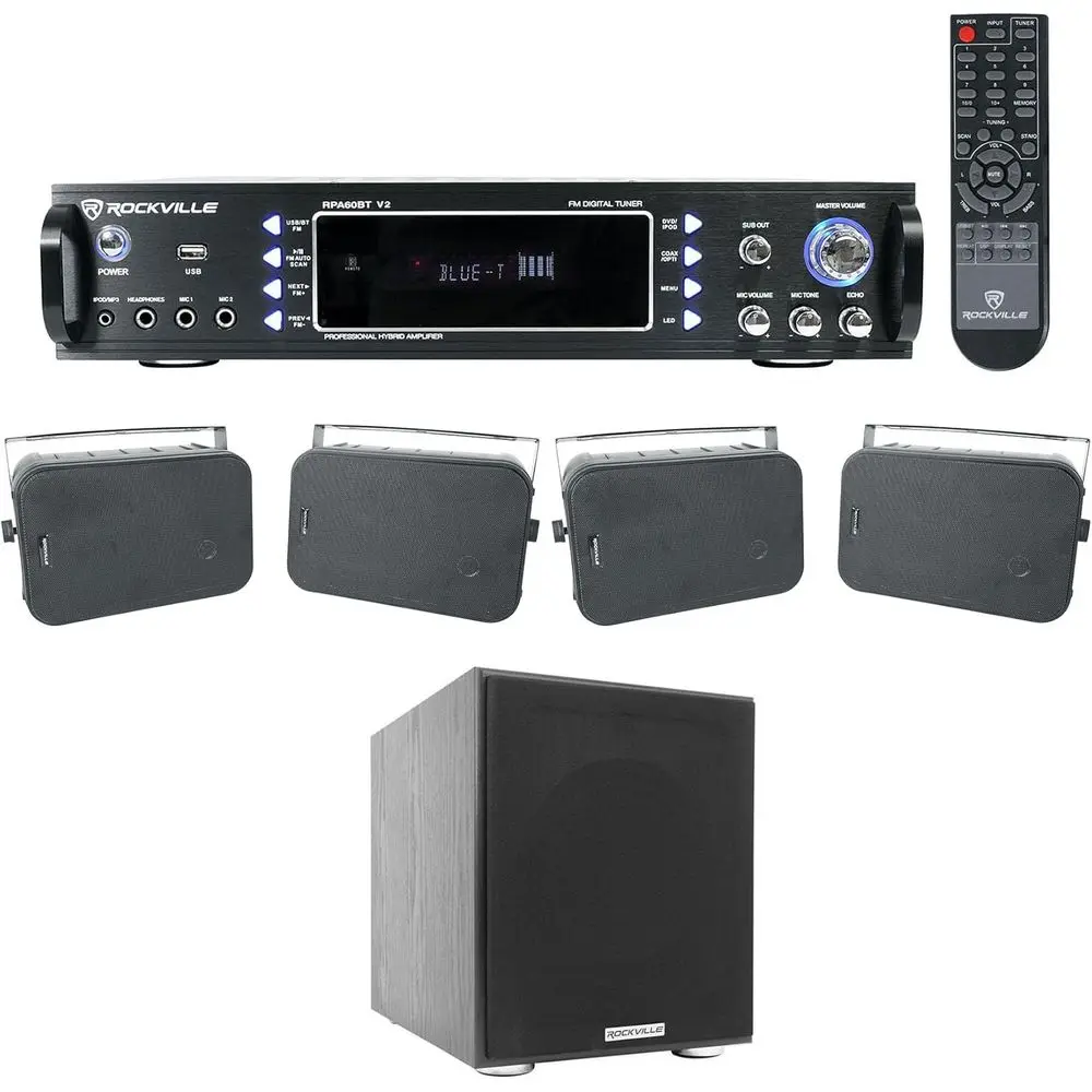 Bundle: RPA60BT V2 1000W 2-Ch USB Home Theater Bluetooth Receiver Bundle, Rock Shaker Subwooer Sub & (2) HP65S-8 Black 6.5" Indo
Bundle: RPA60BT V2 1000W 2-Ch USB Home Theater Bluetooth Receiver Bundle, Rock Shaker Subwooer Sub & (2) HP65S-8 Black 6.5" Indo