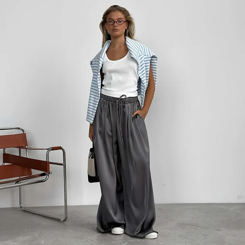 2025American Commute Style Solid Color Loose Satin Casual Suit Pants Urban Temperament Straight Elastic Waist Trousers
2025American Commute Style Solid Color Loose Satin Casual Suit Pants Urban Temperament Straight Elastic Waist Trousers