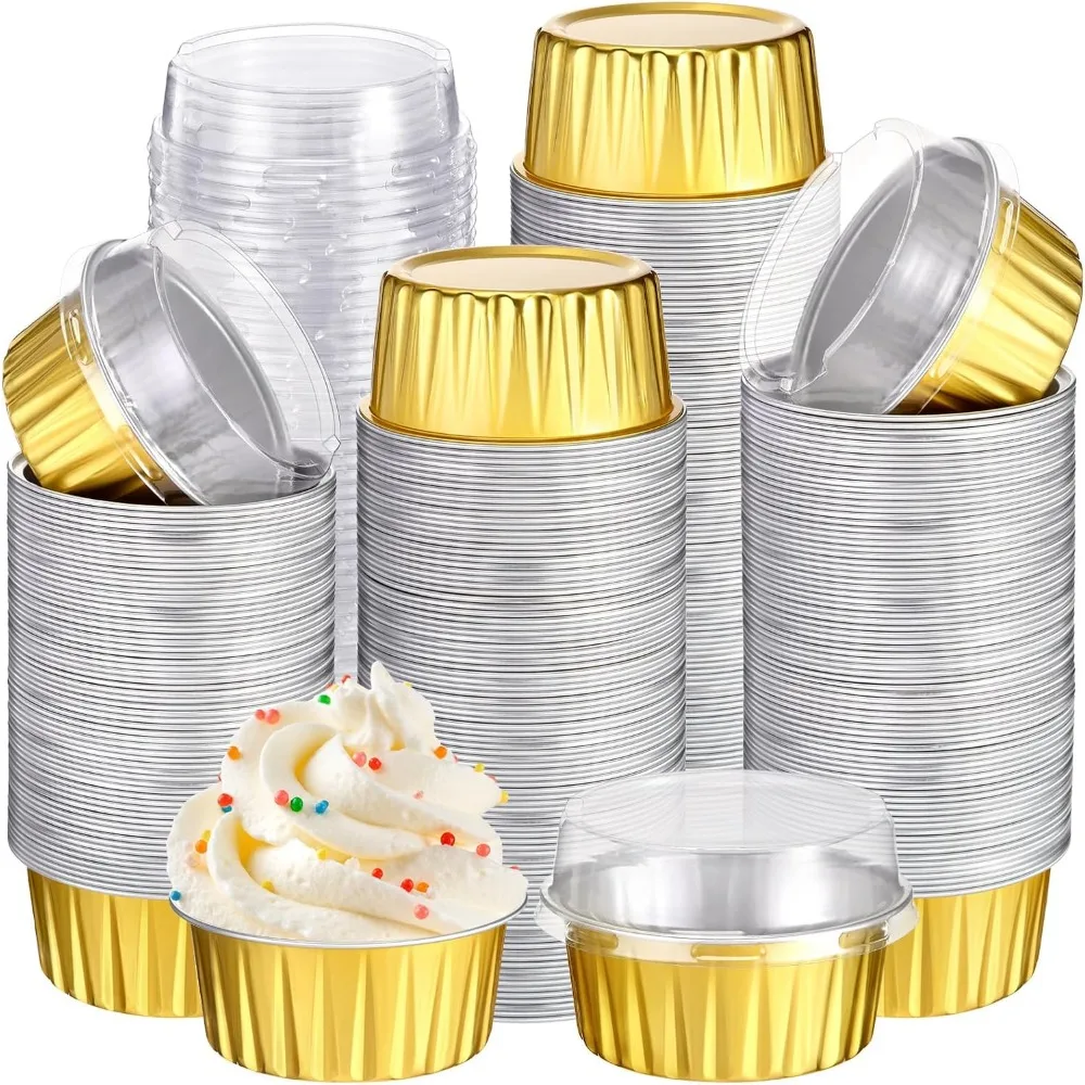 400 Pcs Aluminum Foil Baking Cups with Lids, 5 oz Disposable Ramekins for Desserts and Parties
400 Pcs Aluminum Foil Baking Cups with Lids, 5 oz Disposable Ramekins for Desserts and Parties