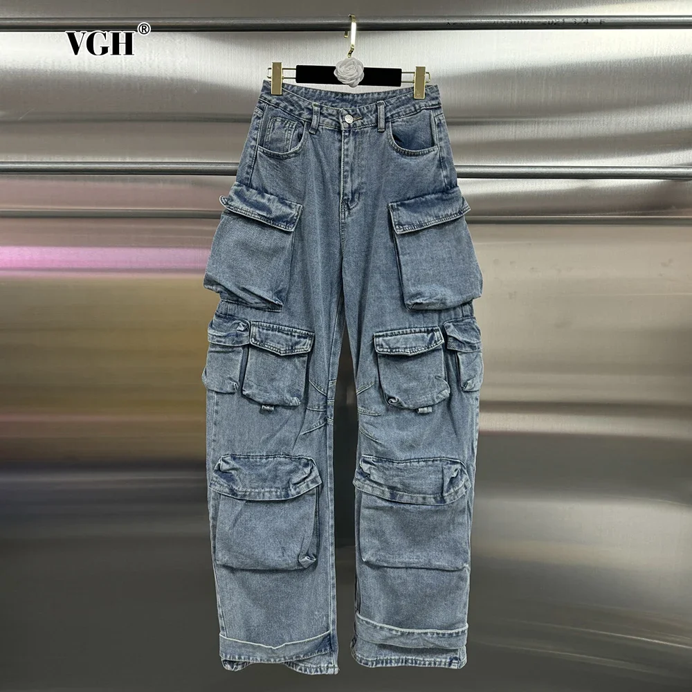 VGH Streetwear Loose Cargo Trousers for Women High Waist Spliced Pockets Washed Punk Style Wide Leg Pants Female Spring Clothes
VGH Streetwear Loose Cargo Trousers for Women High Waist Spliced Pockets Washed Punk Style Wide Leg Pants Female Spring Clothes