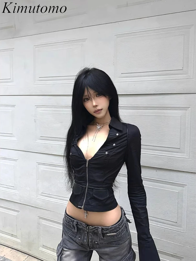 Kimutomo Shirts Women Y2k Aesthetic Sexy Double Zippers Slim Grunge Blouse Harajuku Turn Down Collar Streetwear Cropped Tops
Kimutomo Shirts Women Y2k Aesthetic Sexy Double Zippers Slim Grunge Blouse Harajuku Turn Down Collar Streetwear Cropped Tops
