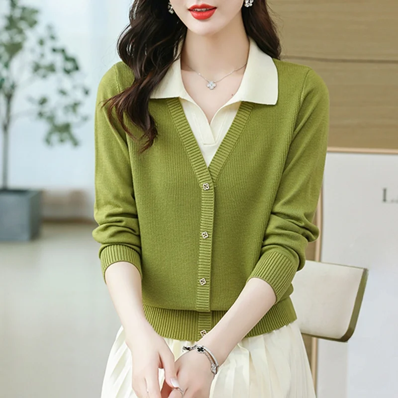 Dongguan Daliang Knitted Ne Sweater Women's New Sle Falsely Two-Piece Long Sve V-Ne Regular Length Winter Cardigan
Dongguan Daliang Knitted Ne Sweater Women's New Sle Falsely Two-Piece Long Sve V-Ne Regular Length Winter Cardigan