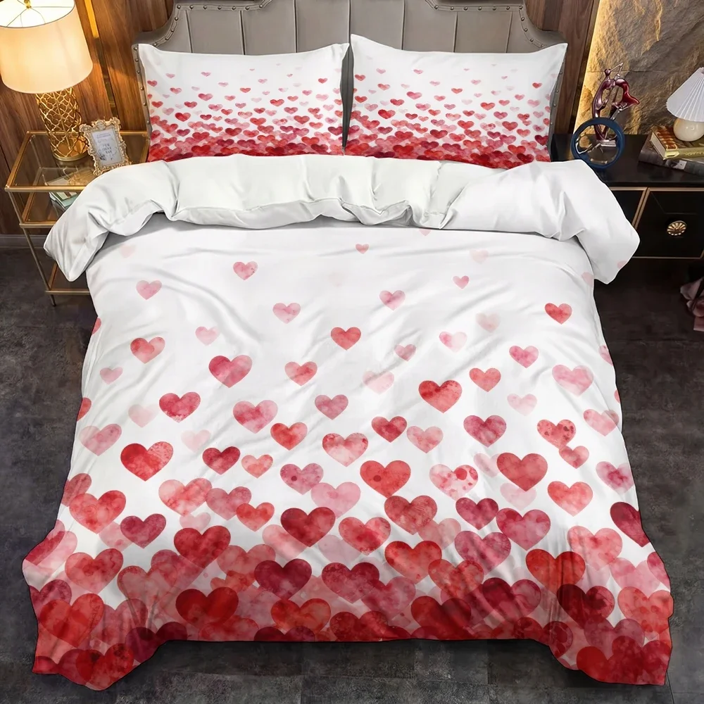 3 Piece Set Love Gradient Pattern Valentine's Day Print Quilt Set,Including 1 Duvet Cover and 2 Pillowcases(excluding Padding)
3 Piece Set Love Gradient Pattern Valentine's Day Print Quilt Set,Including 1 Duvet Cover and 2 Pillowcases(excluding Padding)
