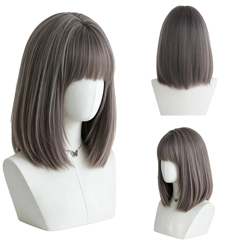 Misty Gray Purple Bob Wig With Bangs 14 Inch Straight Heat Resistant Synthetic Wigs For Women Natural Looking Daily Use
Misty Gray Purple Bob Wig With Bangs 14 Inch Straight Heat Resistant Synthetic Wigs For Women Natural Looking Daily Use