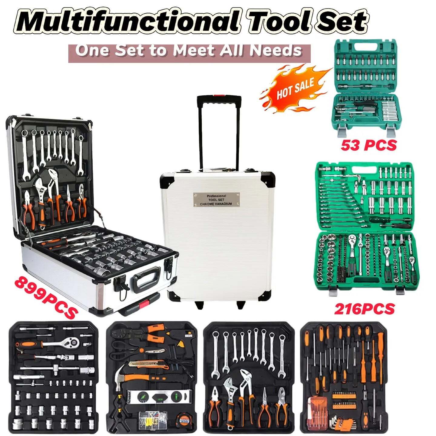Aluminum Tool Box Set Combination Wrench Socket Set Women's Fashion Ensemble Summer Season No Brand Registered Trademark
Aluminum Tool Box Set Combination Wrench Socket Set Women's Fashion Ensemble Summer Season No Brand Registered Trademark
