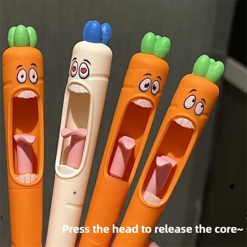 4pcs Funny Carrot Press Type Black Quick Dry Gel Pen High Value Creative Stress Relief Writing Tool for Study Office School
4pcs Funny Carrot Press Type Black Quick Dry Gel Pen High Value Creative Stress Relief Writing Tool for Study Office School
