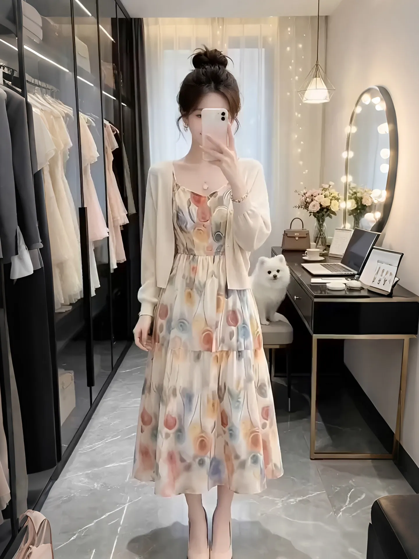 Fashionable Korean Style Floral Print Strapless Dress Women's Summer Loose Slimming Sun Protection Two-Piece Set
Fashionable Korean Style Floral Print Strapless Dress Women's Summer Loose Slimming Sun Protection Two-Piece Set