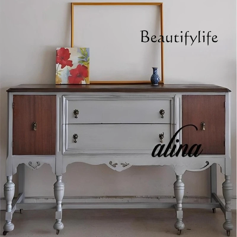 French style retro entrance cabinet Solid wood carved against the wall Entrance foyer Storage decorative cabinet
French style retro entrance cabinet Solid wood carved against the wall Entrance foyer Storage decorative cabinet