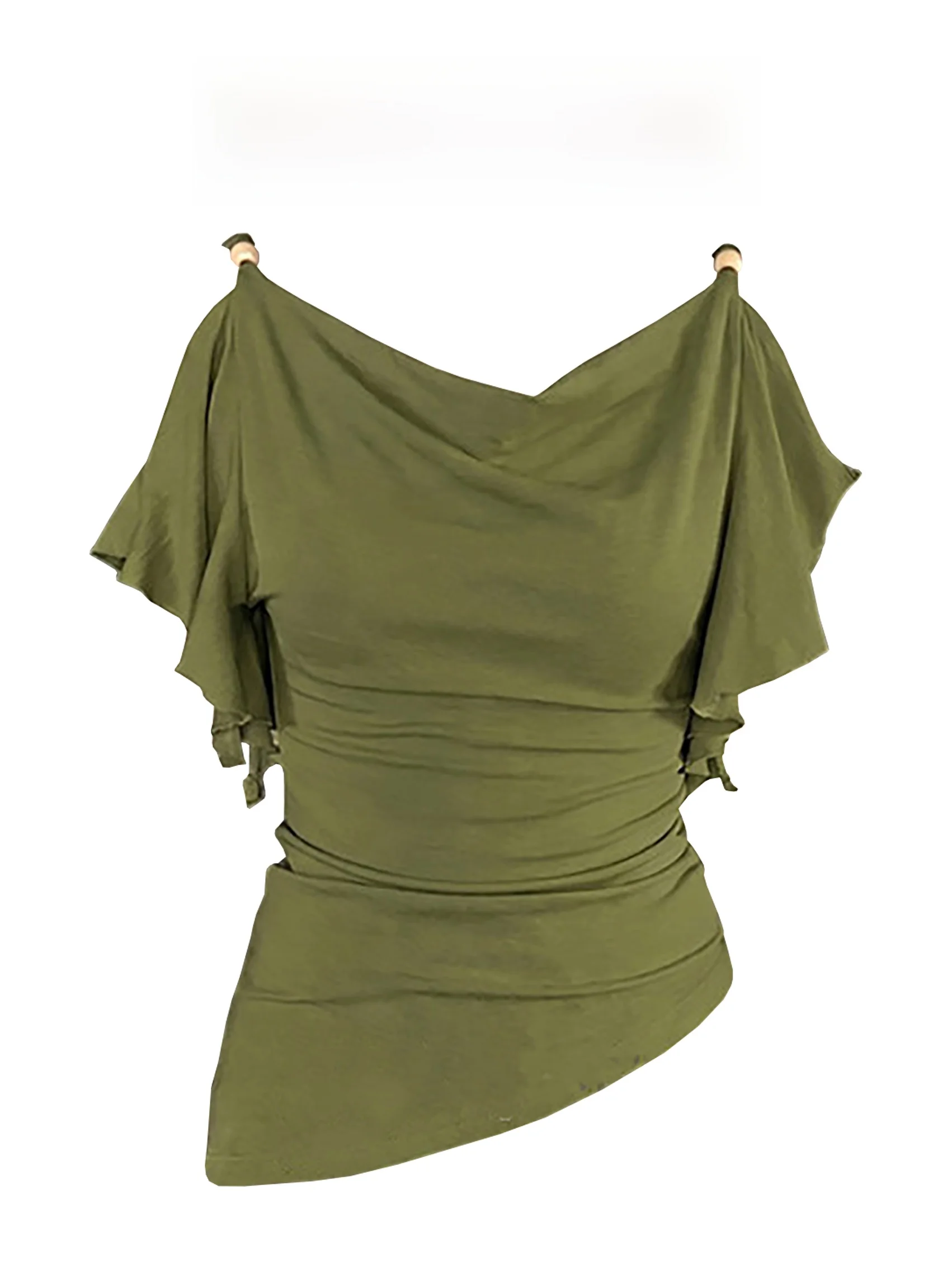 Slim Fit Short Sleeve T-Shirt Women's Summer New Style Irregular Waist Cinching Shoulder Bared Lace Collar Hot Girl Style Top
Slim Fit Short Sleeve T-Shirt Women's Summer New Style Irregular Waist Cinching Shoulder Bared Lace Collar Hot Girl Style Top