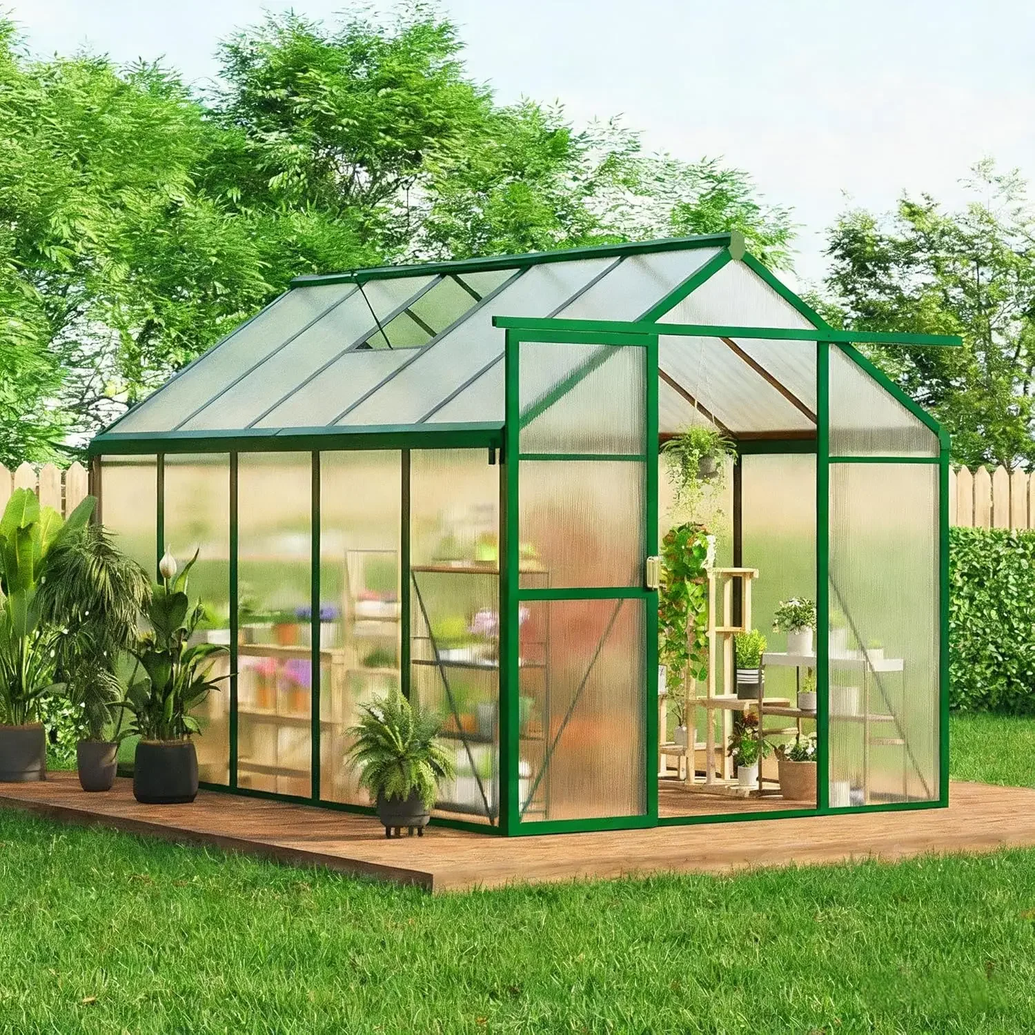 6x10 FT Greenhouse for Outdoors, Polycarbonate Greenhouse with Roof Vent, Ground Nails, Lockable Push Door, Aluminum Large Walk-
6x10 FT Greenhouse for Outdoors, Polycarbonate Greenhouse with Roof Vent, Ground Nails, Lockable Push Door, Aluminum Large Walk-