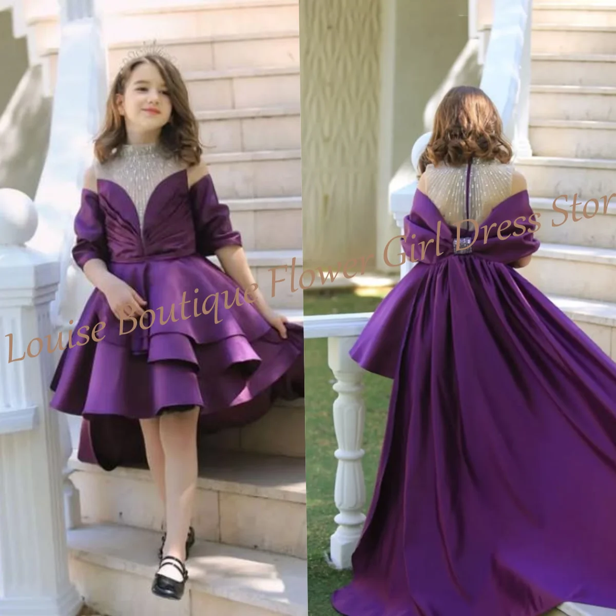 Purple Flower Girl Dress Sequined A-Line Tiered Knee Length Satin Dresses Girls First Communion Birthday Party Gown Customized
Purple Flower Girl Dress Sequined A-Line Tiered Knee Length Satin Dresses Girls First Communion Birthday Party Gown Customized