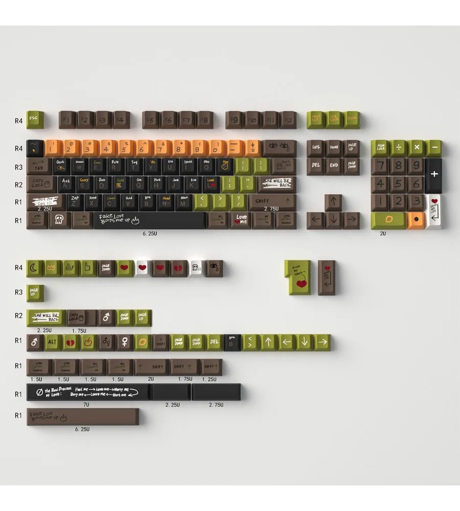 Keycap 129 Keys Thickened PBT Sublimation Original Factory Height Love Story R2 Mechanical Keyboard
Keycap 129 Keys Thickened PBT Sublimation Original Factory Height Love Story R2 Mechanical Keyboard