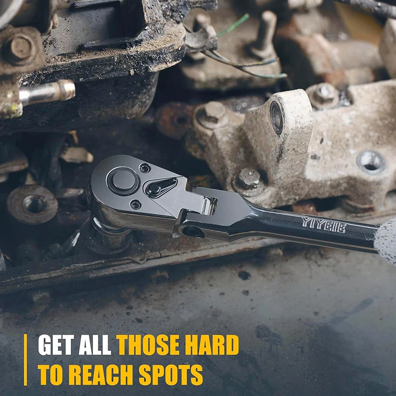 Flex Head Ratchet Set 1/4" 3/8" 1/2" Drive 180° Adjustable Swivel Head Ratchet Wrench With Extension Bar 72 Tooth 6pcs
Flex Head Ratchet Set 1/4" 3/8" 1/2" Drive 180° Adjustable Swivel Head Ratchet Wrench With Extension Bar 72 Tooth 6pcs