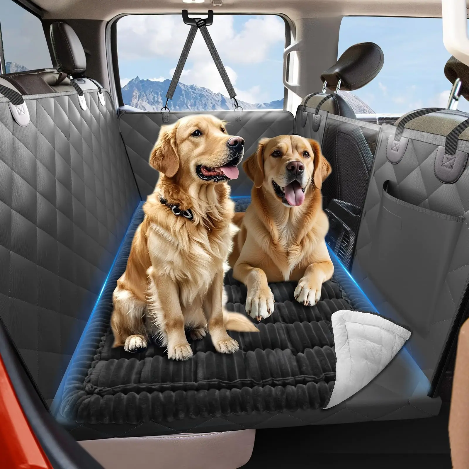 Car Backseat Pet Mat With Non-Slip Base, Quilted Design, Extender And Removable Cover For Dogs, 51” x 23.5”
Car Backseat Pet Mat With Non-Slip Base, Quilted Design, Extender And Removable Cover For Dogs, 51” x 23.5”
