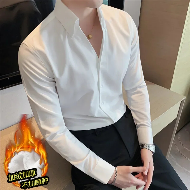 Men's Long-Sleeved Casual White Shirt, High-Grade Collar Thickened Fleece Warm Shirt, Business Office Top
Men's Long-Sleeved Casual White Shirt, High-Grade Collar Thickened Fleece Warm Shirt, Business Office Top